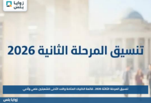 تنسيق المرحلة الثالثة 2026.. قائمة الكليات المتاحة والحد الأدنى للشعبتين علمي وأدبي