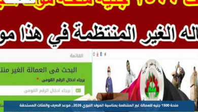 منحة 1500 جنيه للعمالة غير المنتظمة بمناسبة المولد النبوي 2026.. موعد الصرف والفئات المستحقة
