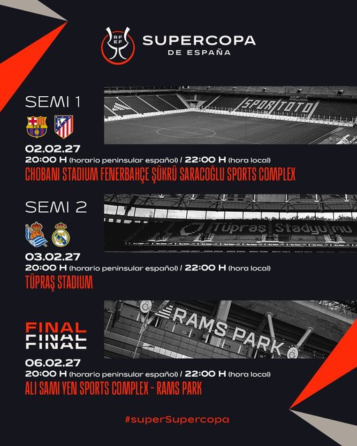 مواعيد مباريات ريال مدريد وبرشلونة في كأس السوبر الإسباني 2026 والقنوات الناقلة