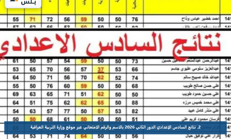 2. نتائج السادس الإعدادي الدور الثاني 2026 بالاسم والرقم الامتحاني عبر موقع وزارة التربية العراقية