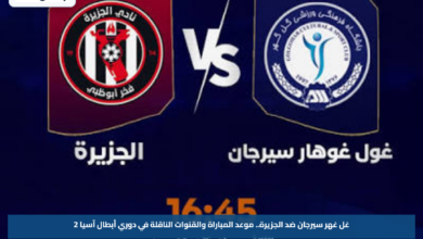 غل غهر سيرجان ضد الجزيرة.. موعد المباراة والقنوات الناقلة في دوري أبطال آسيا 2