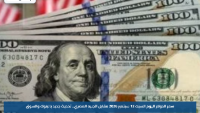 سعر الدولار اليوم السبت 12 سبتمبر 2026 مقابل الجنيه المصري.. تحديث جديد بالبنوك والسوق