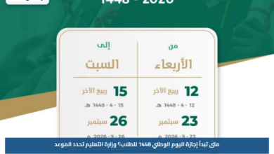 متى تبدأ إجازة اليوم الوطني 1448 للطلاب؟.. وزارة التعليم تحدد الموعد