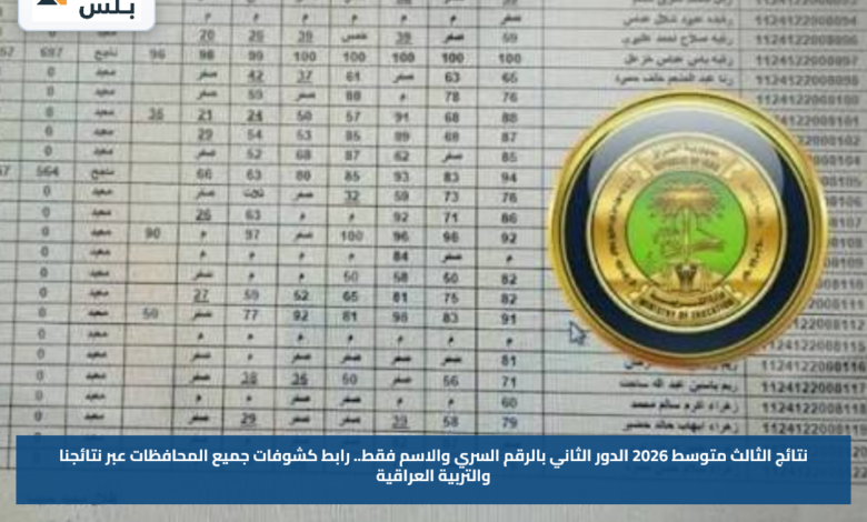 نتائج الثالث متوسط 2026 الدور الثاني بالرقم السري والاسم فقط.. رابط كشوفات جميع المحافظات عبر نتائجنا والتربية العراقية