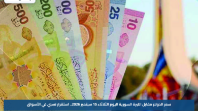 سعر الدولار مقابل الليرة السورية اليوم الثلاثاء 15 سبتمبر 2026.. استقرار نسبي في الأسواق