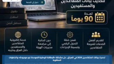تحديث بيانات المتقاعدين 2026 في العراق.. حل مشكلة «البطاقة الوطنية الموحدة غير موجودة» والخطوات المطلوبة