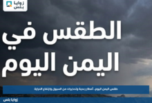 طقس اليمن اليوم.. أمطار رعدية وتحذيرات من السيول وارتفاع الحرارة