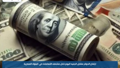 ارتفاع الدولار مقابل الجنيه اليوم خلال منتصف التعاملات في البنوك المصرية