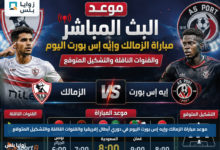 موعد مباراة الزمالك وإيه إس بورت اليوم في دوري أبطال إفريقيا والقنوات الناقلة والتشكيل المتوقع