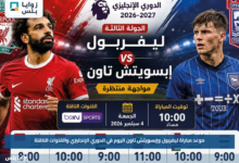موعد مباراة ليفربول وإبسويتش تاون اليوم في الدوري الإنجليزي والقنوات الناقلة