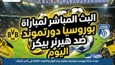 موعد مباراة بوروسيا دورتموند وهيرنر بيكر اليوم والقنوات الناقلة في كأس ألمانيا