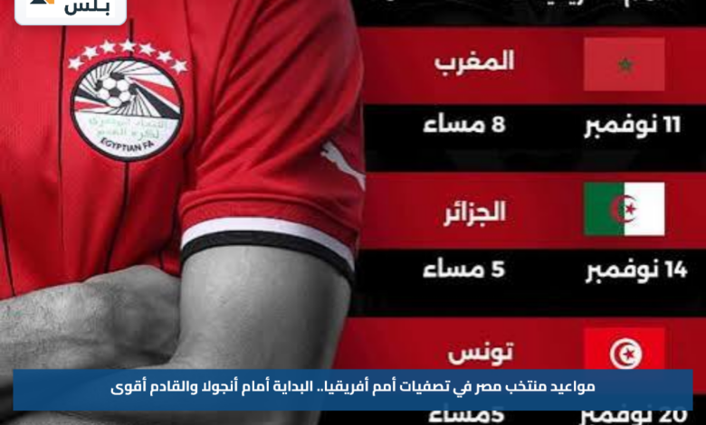 مواعيد منتخب مصر في تصفيات أمم أفريقيا.. البداية أمام أنجولا والقادم أقوى