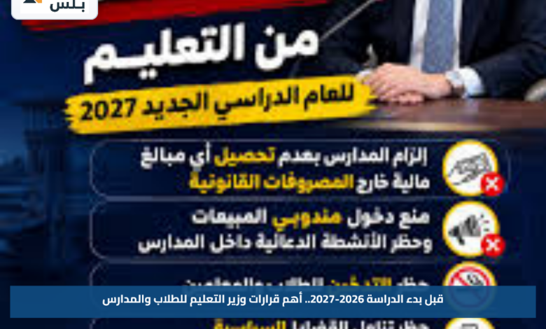 قبل بدء الدراسة 2026-2027.. أهم قرارات وزير التعليم للطلاب والمدارس