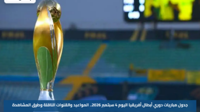 جدول مباريات دوري أبطال أفريقيا اليوم 4 سبتمبر 2026.. المواعيد والقنوات الناقلة وطرق المشاهدة