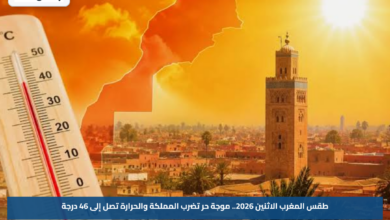 طقس المغرب الاثنين 2026.. موجة حر تضرب المملكة والحرارة تصل إلى 46 درجة