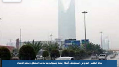 حالة الطقس اليوم في السعودية.. أمطار رعدية وسيول وبرد تضرب 6 مناطق وتحذير الأرصاد