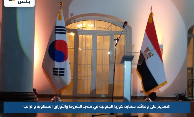 التقديم على وظائف سفارة كوريا الجنوبية في مصر.. الشروط والأوراق المطلوبة والراتب