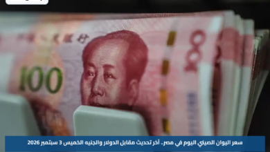 سعر اليوان الصيني اليوم في مصر.. آخر تحديث مقابل الدولار والجنيه الخميس 3 سبتمبر 2026