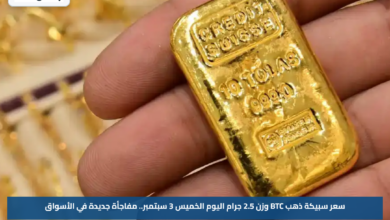 سعر سبيكة ذهب BTC وزن 2.5 جرام اليوم الخميس 3 سبتمبر.. مفاجأة جديدة في الأسواق