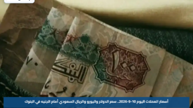 أسعار العملات اليوم 10-9-2026.. سعر الدولار واليورو والريال السعودي أمام الجنيه في البنوك