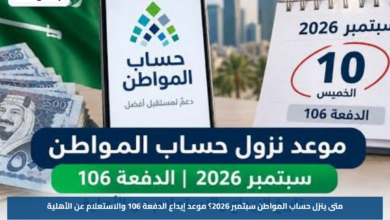 متى ينزل حساب المواطن سبتمبر 2026؟.. موعد إيداع الدفعة 106 والاستعلام عن الأهلية