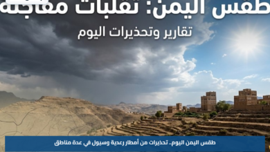 طقس اليمن اليوم.. تحذيرات من أمطار رعدية وسيول في عدة مناطق