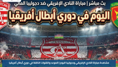 مشاهدة مباراة النادي الإفريقي ودجوليبا اليوم | الموعد والقنوات الناقلة في دوري أبطال أفريقيا