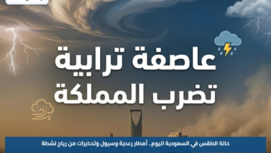 حالة الطقس في السعودية اليوم.. أمطار رعدية وسيول وتحذيرات من رياح نشطة