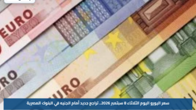 سعر اليورو اليوم الثلاثاء 8 سبتمبر 2026.. تراجع جديد أمام الجنيه في البنوك المصرية