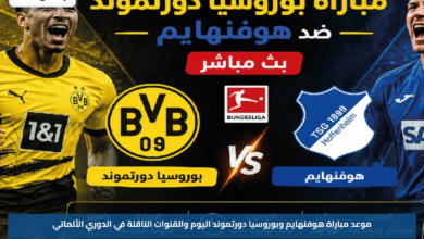موعد مباراة هوفنهايم وبوروسيا دورتموند اليوم والقنوات الناقلة في الدوري الألماني
